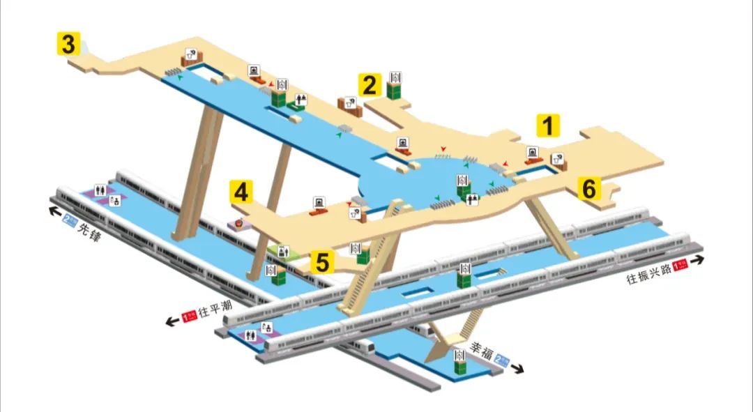 1、2号线换乘站文峰站示意图